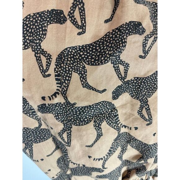 Jane & Delancey Cat Animal Cheetah Leopard Tan Tank Top Boxy Ruffle Hem New - Picture 5 of 14